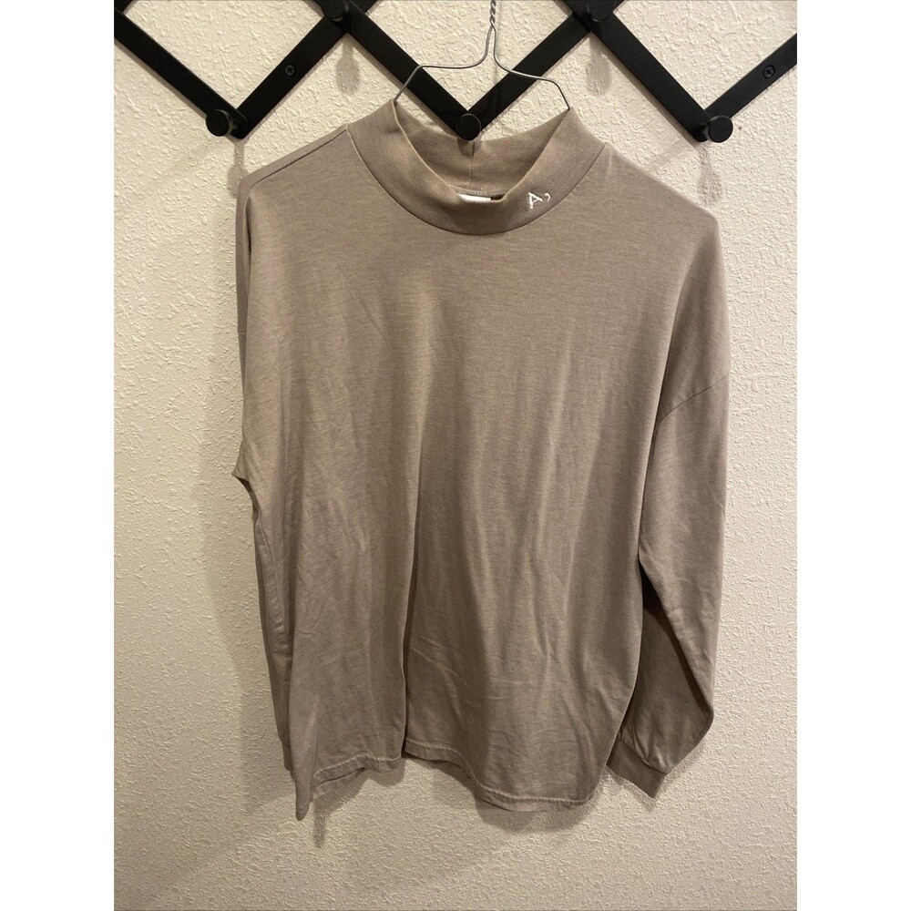 Akashi Kama Mock Neck Shirt Tan Size Medium Men’s Oversized